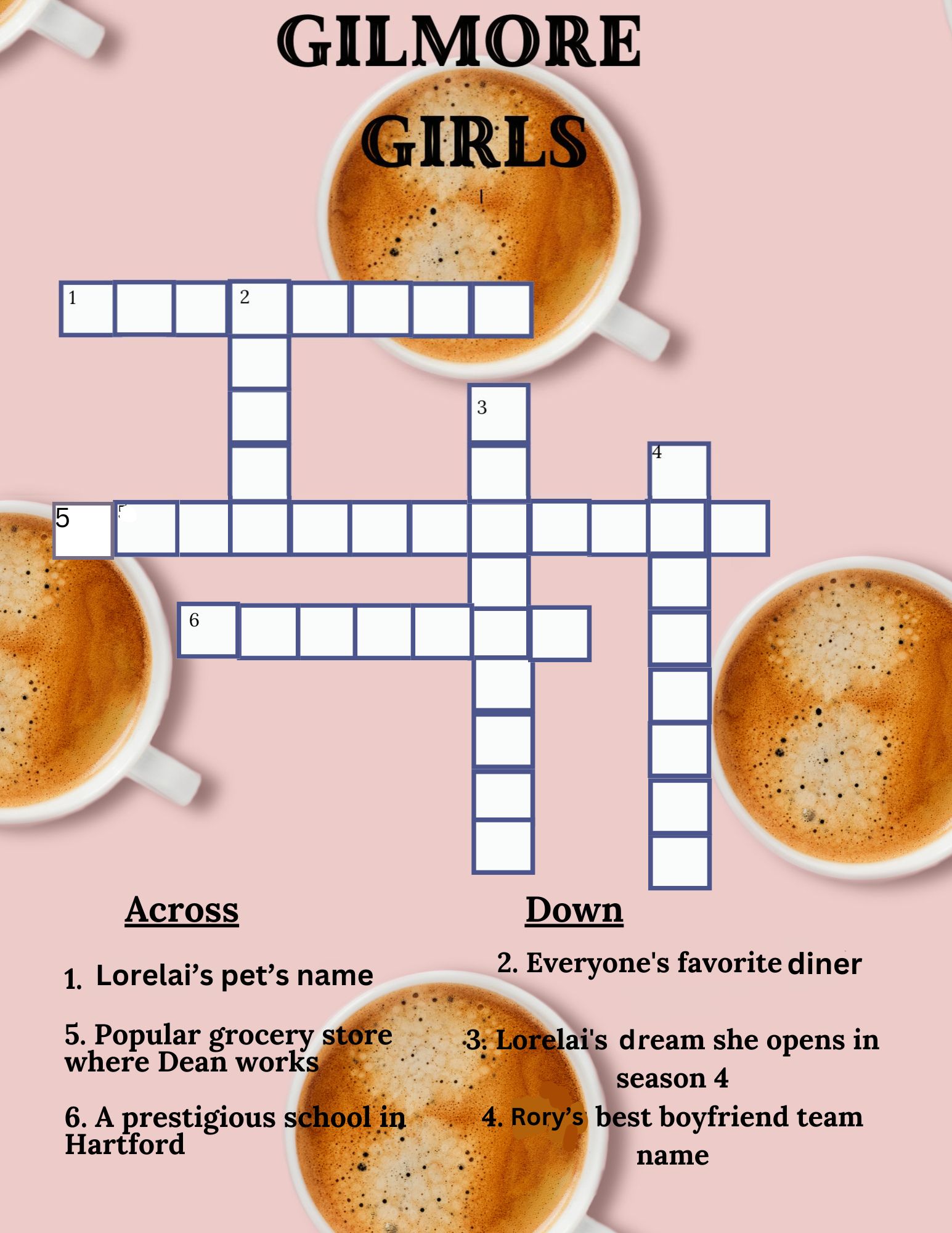 Gilmore Girls crossword The Cougar Press Gilmore Girls crossword The Cougar Press