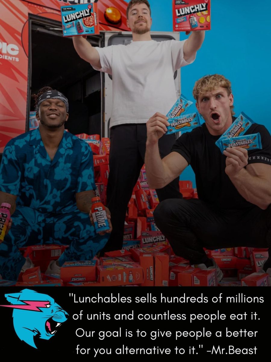 Mr. Beast claims that the brand Lunchly is healthier, and overall better than the brand Lunchables. Graphic by: Emma Blackburn