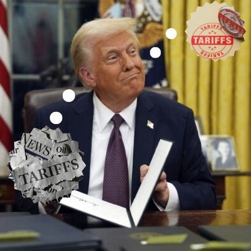 When Trump was running for president, he was telling the crowds that the word "Tariff" was "the most beautiful word in the dictionary," as well as promising the crowd big tariffs. Graphic by: Theodora Todd-Maldonado