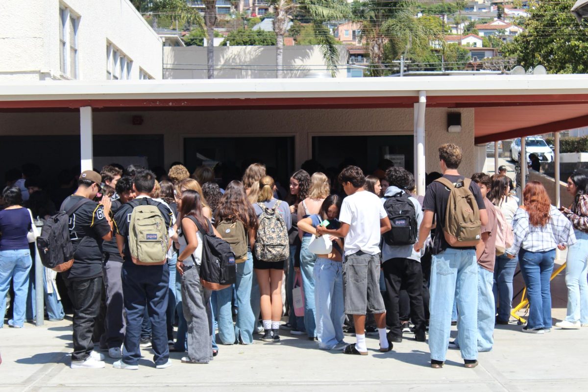 Due to students cutting and shoving, the lunch line has transformed into a lunch hoard. Photo by: Jesus Martinez