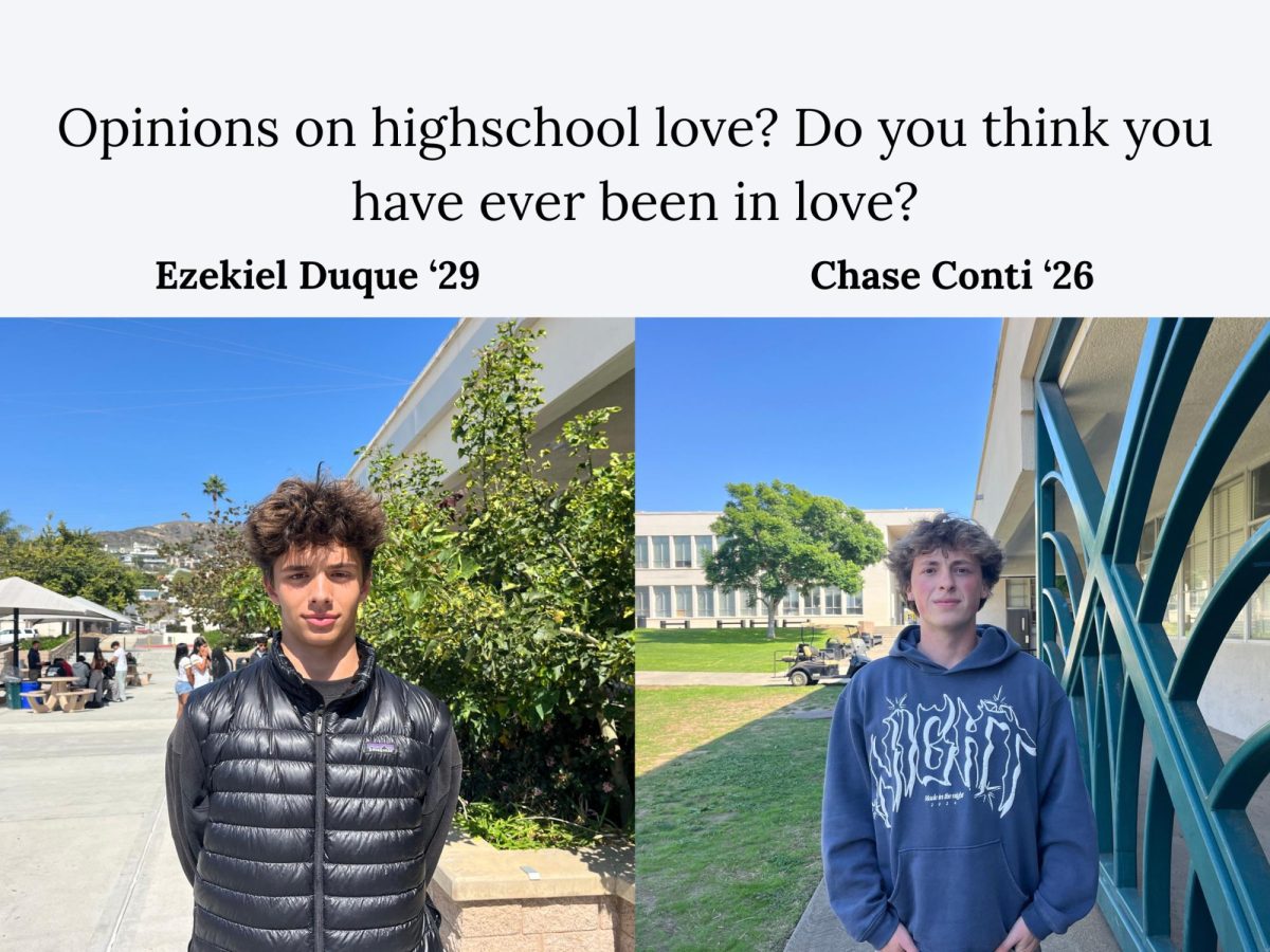  Duque said, “I do not think I have been in love. I think high school love is rare but it can happen and I think that when you feel the love towards someone you should take advantage of it.”
Conti said, “Yeah once or twice. I think it's good, I think you can definitely make it work if both people really love each other and love is a choice, not a feeling.” Photo/graphic by: Samantha Martinez
