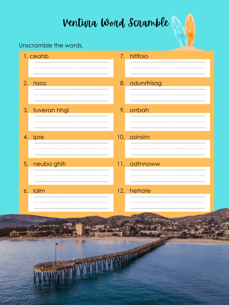 Ventura Word Unscramble