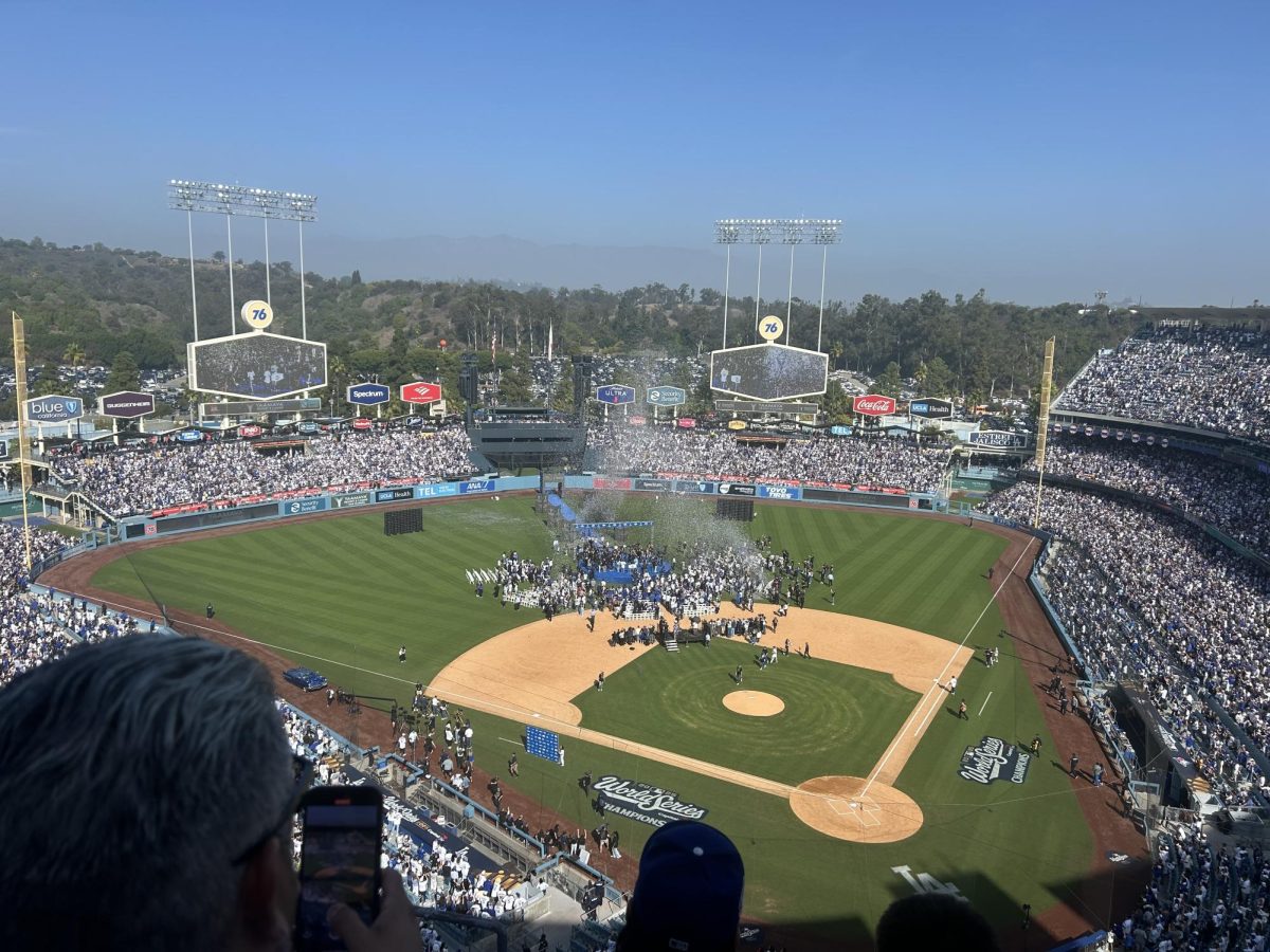The Dodgers win the 2025 world series and celebrate in LA