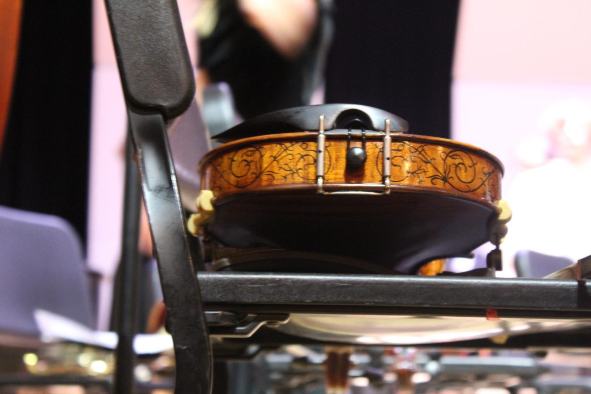 String Orchestra Honors played “Dark Night of the Soul” by Ola Gjeilo featuring teacher Miriam Arichea on piano and Healy Ramot singing. Photo by: Theodora Todd-Maladonado 
