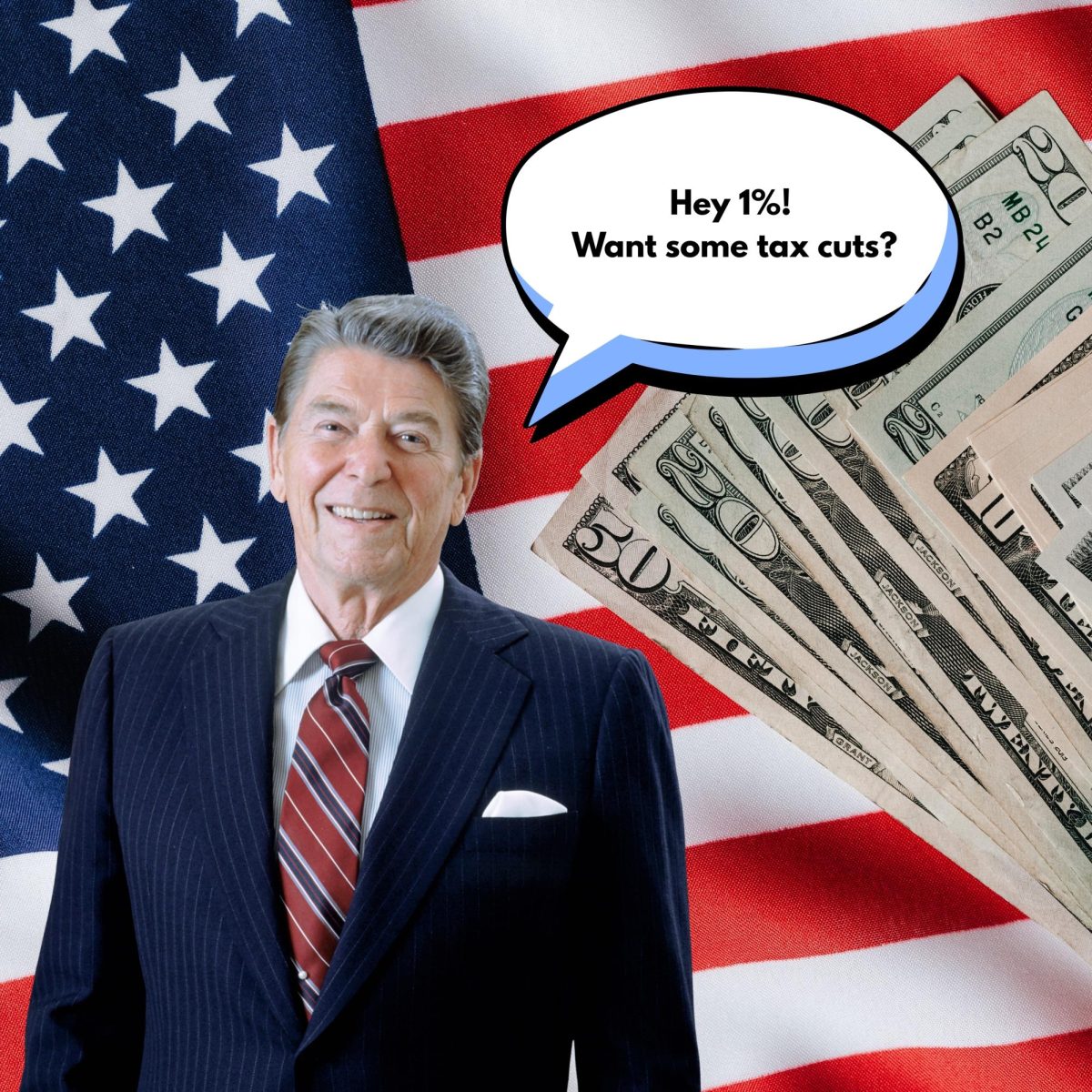 Ronald Reagan's tax cuts reduced the income tax of the top 1% by around 50%. Graphic by: Henry Mattesich