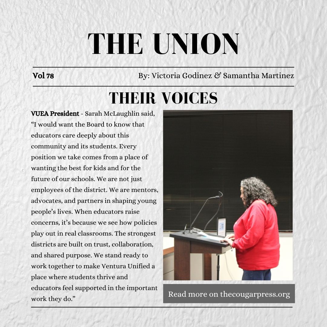 VUEA, is affiliated with CTA and NEA. Supporting educators and students standing against issues in their district. Allowing them a platform to voice their opinions and ideas. VESPA, is Ventura organization, led by Carol Peek, which supports educators on labor, benefit and salary issues.
