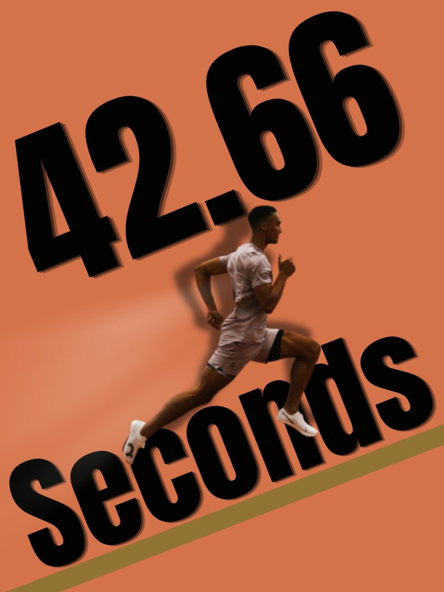 Lythe Pillay ran a record breaking 42.66 split in the 4x400m relay on May 3. Graphic by: Jesus Martinez