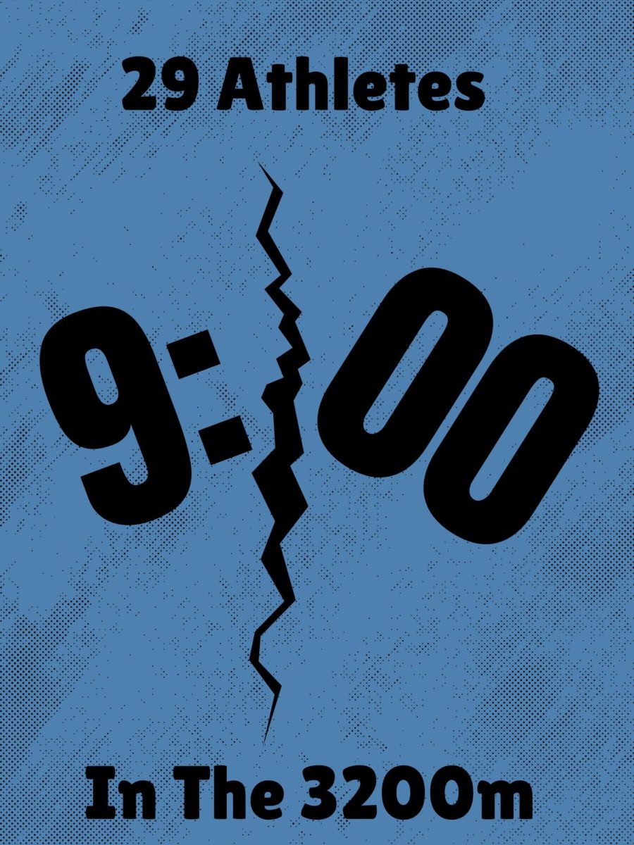 Breaking the nine minute barrier in the 3200m is a time often sought after by many high school track runners. Mainly only being broken by the elite. Graphic by: Jesus Martinez