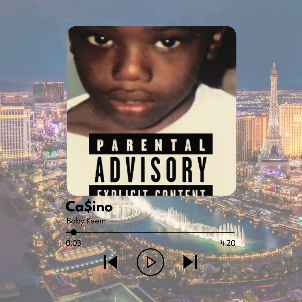 The second song [called Ca$ino] of the album features Baby Keem repressing the sad moments with his mother which made him mad and embarrassed. Graphic by: Joaquin Romero